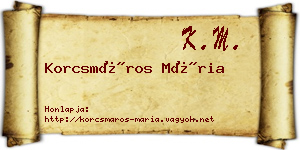 Korcsmáros Mária névjegykártya
