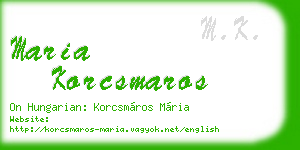 maria korcsmaros business card